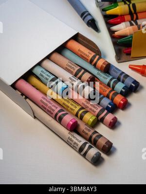 Crayola crayons are popular art supplies for children, USA  2025 Stock Photo