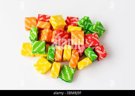 Pile of colourful Opal Fruits sweets Stock Photo