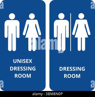 Blue unisex dressing room signs on a white background Stock Vector