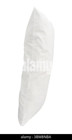 One white pillow after use is isolated on white background with clipping path. Stock Photo