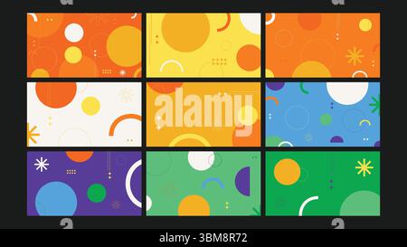 Vibrant 3D Gradient Twisting Forms Background Set Stock Vector