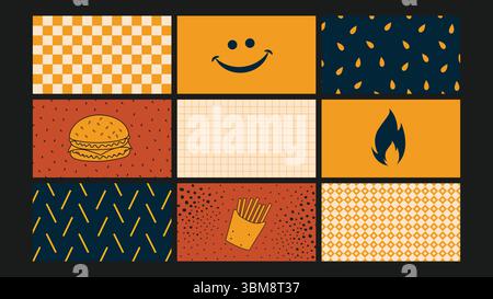 Fast food icon set background Set Stock Vector