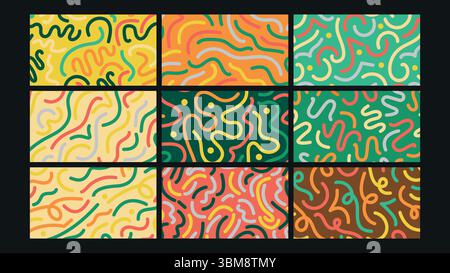 Cute alien and rocket background Set Stock Vector