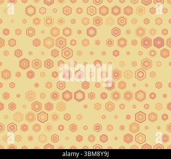 Geometric mesh background. Multicolored geometric elements of varied size. Bold stacked rounded hexagons mosaic cells. Hexagon cells. Stock Vector