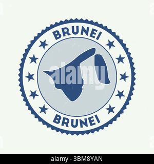 Brunei emblem. Country round stamp with shape of Brunei, isolines and round text. Awesome badge. Superb vector illustration. Stock Vector