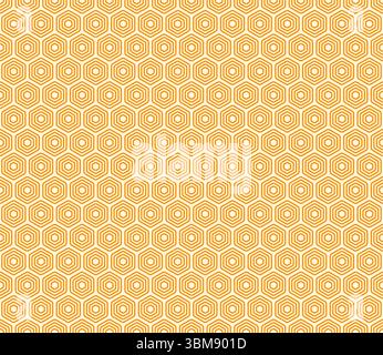 Mosaic background. Orange color on matching background. Bold stacked rounded hexagons mosaic cells. Hexagon cells. Seamless pattern. Stock Vector