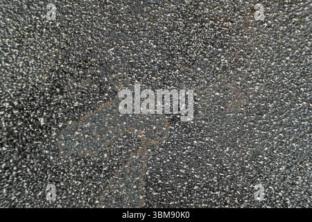 Rust stains on cast iron surface, macro. Stock Photo