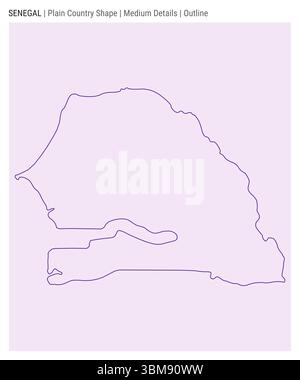 Senegal plain country map. Medium details. Outline style. Shape of Senegal. Vector illustration. Stock Vector