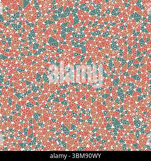 Triangles vector pattern. Small shape size. Multiple repeated inner triangles. Multiple colors style. Repeatable pattern. Stylish vector tiles. Stock Vector