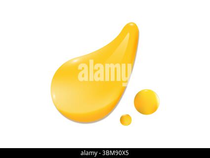 Golden yellow abstract oil bubbles or face serum drops isolated on white background Stock Photo