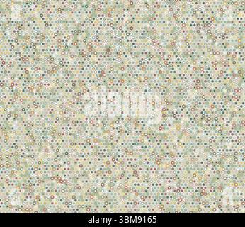 Honeycomb mosaic hexagons background. Geometric elements of varied style and color. Small hexagon shapes. Tileable pattern. Seamless background. Stock Vector