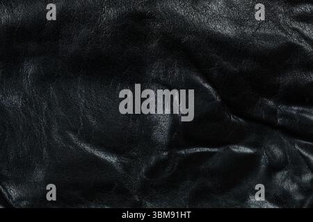 Abstract Black Leather Background, Macro Texture Stock Photo