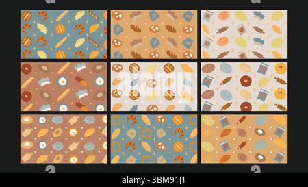Rustic Bakery background Set Stock Vector