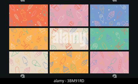 Ice cream and sweets background Set Stock Vector