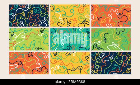 Abstract squiggle line background Set Stock Vector