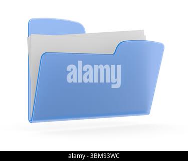 Blue folder on white background. Isolated 3D illustration Stock Photo