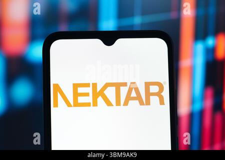 In this photo illustration, the Nektar Therapeutics logo is seen ...
