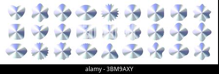 Glossy Chrome Stickers, Metallic Gradient Labels, Shiny Empty Shapes with Polished Surface, Holographic Frames for Logo, Badge, Promo, UI Elements Stock Vector