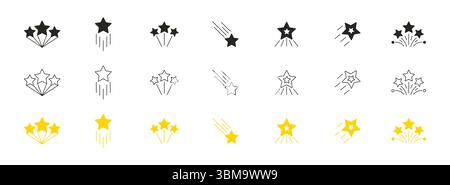 Stars collection. Star vector icons. Golden and Black set of Stars, isolated on transparent background. Star icon. Stars in modern simple flat style. Stock Vector