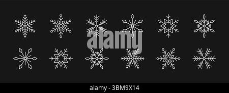 Snowflake set on isolated background. Isolated snowflake collection. Stock Vector