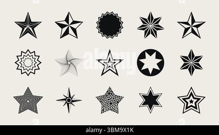 Stars collection. Star vector icons. Black set of Stars, isolated on background. Star icon. Stars in modern simple flat style. Stock Vector