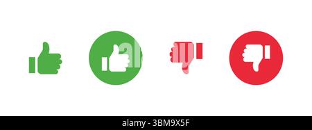 Thumbs up and thumbs down. Like dislike icon sign. Stock vector. Stock Vector
