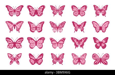 Collection of colorful butterflies. Colorful butterflies set. Vector illustration Stock Vector