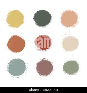 Round brush strokes vector. Painted rounds collection. Grunge text boxes or textured backgrounds set. Stock Vector