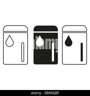 Ink bottle icons. Printer cartridge symbols. Fluid drop elements. Vector illustration. Stock Vector