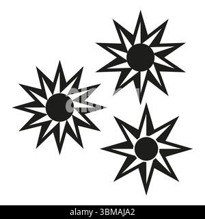 Spiky star shapes. Abstract sharp elements. Geometric pointed symbols. Vector dynamic illustration. Stock Vector