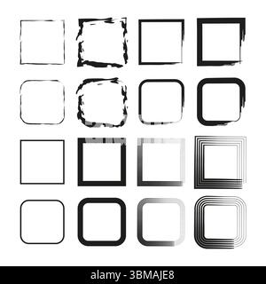 Outline frame collection. Border template set. Geometric shape variants. Vector frame design. Stock Vector