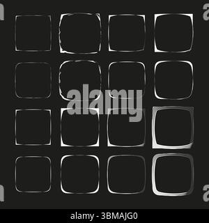 Dark frame templates. Black border collection. Rounded corner variants. Vector outline set. Stock Vector