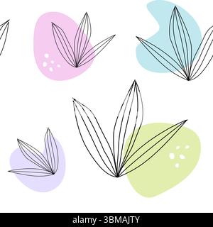 Agave plant on pastel patches seamless repeat pattern Stock Vector
