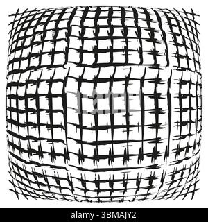 Spherical grid pattern. Curved mesh design. Globe network structure. Vector dimensional framework Stock Vector
