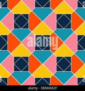 Colourful geometric seamless pattern with shapes vector illustration Stock Vector