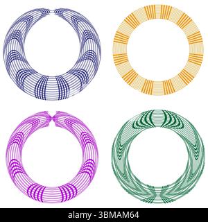 Abstract ring collection. Circular geometric shapes. Modern loop pattern. Vector graphic elements. Stock Vector