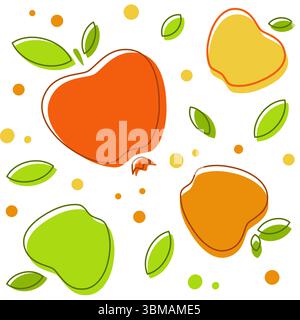 Apples orange, green, yellow, red seamless repeat pattern Stock Vector