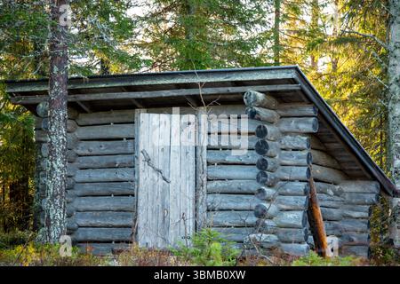 Log Cabin in Arctic Lapland Stock Photo