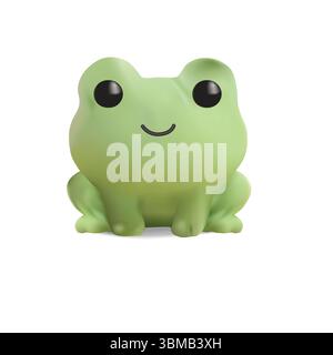 Adorable 3D frog character with a round face  Stock Vector