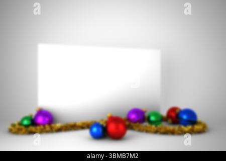Blurry poster with christmas baubles Stock Photo