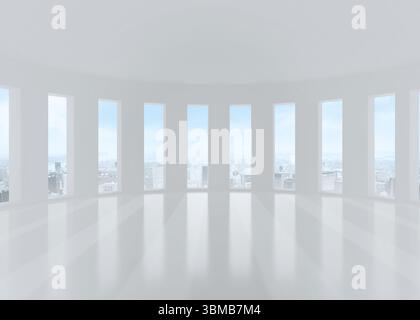 Bright white room with windows Stock Photo