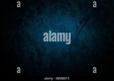 Displaying grunge surface fading from blue center into black edges with scratched, scuffed finish Stock Photo