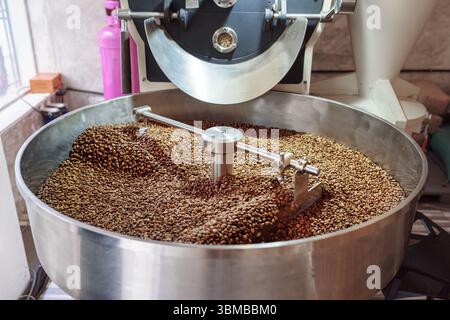 Freshly roasted coffee beans are cooling Stock Photo
