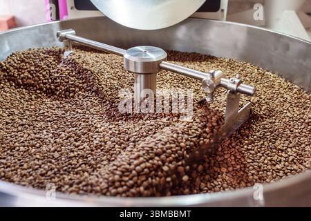 Freshly roasted coffee beans are cooling Stock Photo