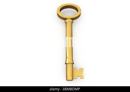 Digitally generated shiny gold key Stock Photo