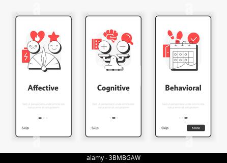 Job attitude components mobile onboarding screen Stock Vector