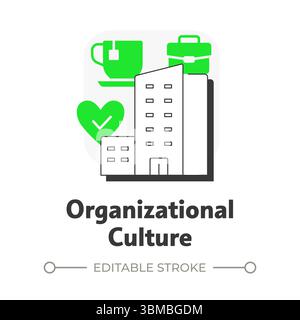 Organizational culture flat outline concept icon Stock Vector