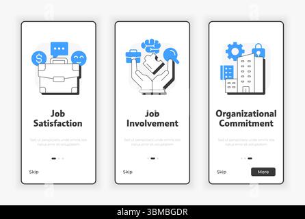 Job attitude mobile onboarding screen Stock Vector