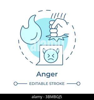 Anger soft blue concept icon Stock Vector