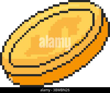 8 bit coin icon. Pixel art object. Retro 80s,90s video game graphics Stock Vector